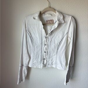 Free People White Button-Down Shirt